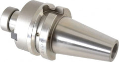 Accupro - BT40 Taper Shank 1" Pilot Diam Shell Mill Holder - 1-3/4" Flange to Nose End Projection, 2.38" Nose Diam, 1/2-20 Lock Screw, Through-Spindle & DIN Flange Coolant - Exact Tooling