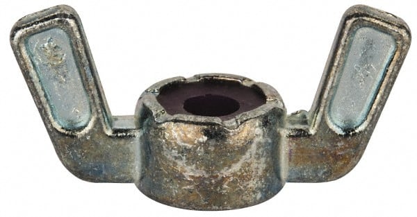 Value Collection - #10-32 UNF, Zinc Plated, Zinc Alloy Nylon-Insert Locking Wing Nut - Grade 2, 1.031" Wing Span, 1/2" Wing Span - Exact Tooling