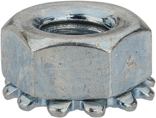 Value Collection - M4x0.7, Zinc Plated, Steel Hex Nut with External Tooth Washer - 8.2mm Washer Diam, 7mm Width Across Flats - Exact Tooling