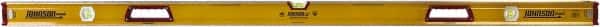 Johnson Level & Tool - 72" Long 3 Vial Box Beam Level - Aluminum, Yellow, 2 Plumb & 1 Level Vials - Exact Tooling
