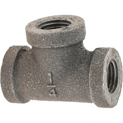 Value Collection - Size 1/4", Class 300, Malleable Iron Black Pipe Tee - 300 psi, Threaded End Connection - Exact Tooling