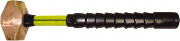 NUPLA - 6 Lb Head, 17-3/4" Long Sledge Hammer - Brass Head, 2" Face Diam, 4" Long Head, Fiberglass Handle - Exact Tooling
