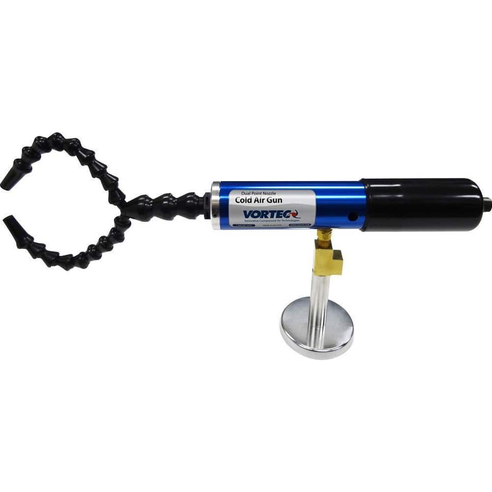 Vortec - Cold Air Coolant Systems; Type: Dual Nozzle Cold Air Gun System ; Air Capacity (BTU/Hr): 2500 ; Hose Length (Inch): 15 ; Hose Inside Diameter (Inch): 1/4 ; Number of Outlets: 2.000 ; Tank/Unit Length (Inch): 10-5/8 - Exact Tooling