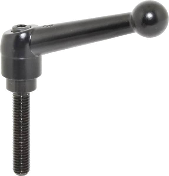 KIPP - M8 x 1.25, 18mm Hub Diam, Zinc Die Cast (Steel Components) Metric Threaded Stud Adjustable Clamping Lever - 40mm Stud Length, 73mm OAL, 45.5mm High - Exact Tooling