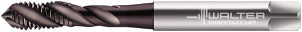 Walter-Prototyp - #8-36 UNF 3 Flute 2B Modified Bottoming Spiral Flute Tap - Powdered Metal, Hardlube Finish, 63mm OAL, Right Hand Flute, Right Hand Thread, Series EP2351302 - Exact Tooling