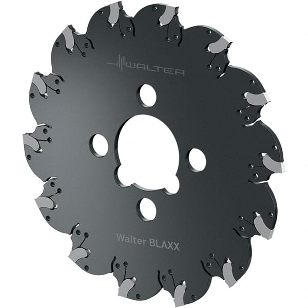 Walter - Arbor Hole Connection, 0.1575" Cutting Width, 63/64" Depth of Cut, 100mm Cutter Diam, 0.8661" Hole Diam, 9 Tooth Indexable Slotting Cutter - F5055.B Toolholder, SX-4E Insert, Right Hand Cutting Direction - Exact Tooling