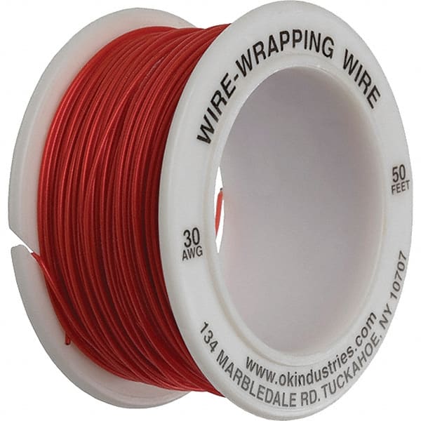 OK Industries - 30 AWG, 1 Strand, 15.2 m OAL, Copper Hook Up Wire - Red Kynar Jacket - Exact Tooling