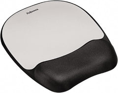 FELLOWES - 7-15/16" x 9-1/4" Black & Silver Mouse Pad/Wrist Rest - Use with Computer, Laptop - Exact Tooling