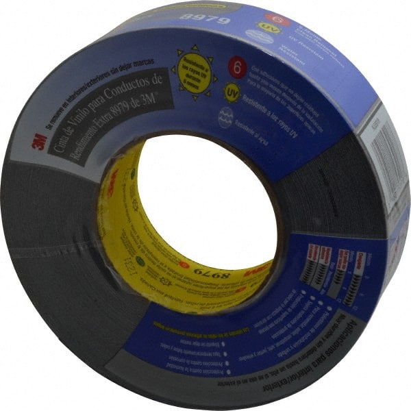 3M - 2" x 55m Black Duct Tape - 12.1 mil, Rubber Adhesive, Polyethylene Film Backing, 36 Lb/ln Tensile Strength, 200°F Max, Series 8979 - Exact Tooling