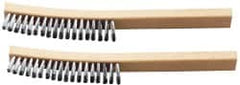 Ability One - 4 Rows x 1 Column Steel Plater's Brush - 13" OAL, 1" Trim Length, Wood Curved Handle - Exact Tooling