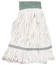 Ability One - Wet Mop Heads & Pads; Style: Loop End ; Material: Cotton/Polyester Fleece ; Approximate Weight (oz.): 32 ; Mop Color: White ; Headband Size (Inch): 5-1/4 ; Connection Type: Clamp Jaw - Exact Tooling