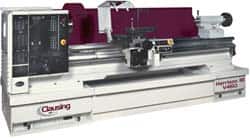 Clausing - 18" Swing, 60" Between Centers, 208/230/460 Volt, Triple Phase Engine Lathe - 5MT Taper, 15 hp, 20 to 2,000 RPM, 3" Bore Diam, 67" Deep x 81" High x 128" Long - Exact Tooling