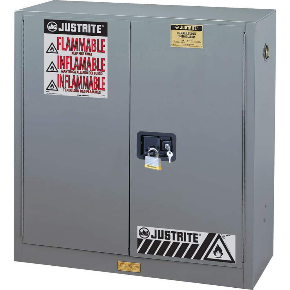 Justrite - 2 Door 1 Shelf 30 Gal Safety Cabinet for Flammable Substances - Exact Tooling