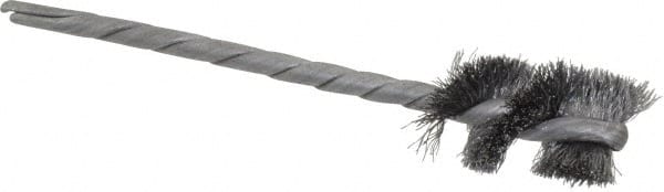 Osborn - 1" Long x 9/16" Diam Steel Internal Spiral Brush - Single Spiral, 3-1/2" OAL, 0.005" Wire Diam, 1/8" Shank Diam - Exact Tooling