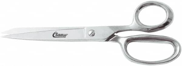 Clauss - 4" LOC, 8" OAL Chrome Plated Straight Shears - Steel Straight Handle, For Paper, Fabric - Exact Tooling