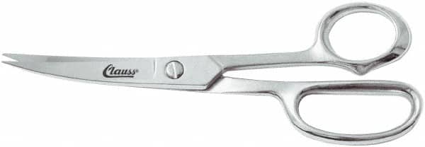 Clauss - 5" LOC, 8-1/2" OAL Chrome Plated Curved Shears - Steel Offset Handle, For Paper, Fabric - Exact Tooling