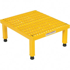 Vestil - 9" High x 19" Wide x 24" Deep, Yellow Step Stand - Steel, 500 Lb Capacity - Exact Tooling
