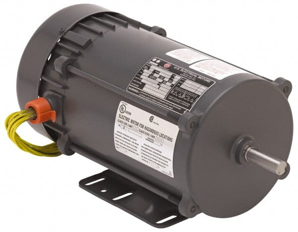 US Motors - TEFC Enclosure, Auto Thermal Protection, 1,725 RPM, 115/230 Volt, 60 Hz, Industrial Electric AC/DC Motor - Size 56 Frame, Rigid Base Mount, 1 Speed, Ball Bearings, 13.6/6.8 Full Load Amps, BR Class Insulation, Reversible - Exact Tooling