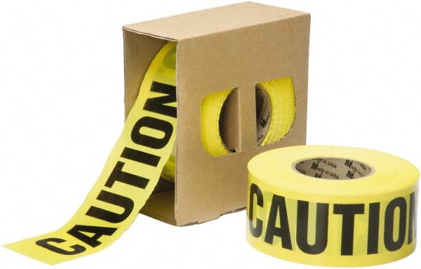 Ability One - 1,000' Long x 3" Wide Roll, Polyethylene, Black & Yellow Barricade Tape - Message: CAUTION - Exact Tooling