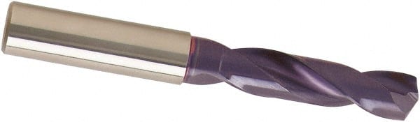 Guhring - 11.1mm 140° Spiral Flute Solid Carbide Screw Machine Drill Bit - nano-A Finish, Right Hand Cut, 55mm Flute Length, 102mm OAL, SU Point, Straight Shank - Exact Tooling