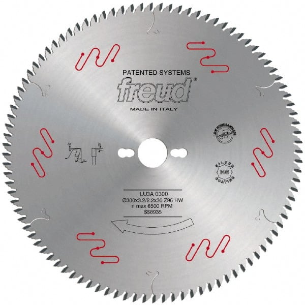 Freud - 300mm Diam, 1" Arbor Hole Diam, 96 Tooth Wet & Dry Cut Saw Blade - Carbide-Tipped, Standard Round Arbor - Exact Tooling