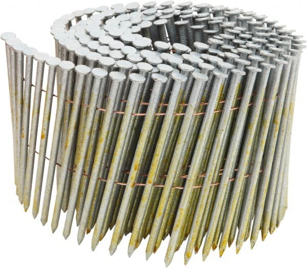 Stanley Bostitch - 11 Gauge 0.131" Shank Diam 3-1/2" Long Framing Nails for Power Nailers - Steel, Yellow Zinc Finish, Smooth Shank, Coil Wire Collation, Round Head, Diamond Point - Exact Tooling