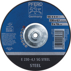 PFERD - Depressed-Center Wheels; Hole Thread Size: 5/8-11 ; Connector Type: Arbor ; Wheel Type Number: Type 27 ; Abrasive Material: Aluminum Oxide ; Maximum RPM: 6600.000 ; Bond Type: Resinoid - Exact Tooling