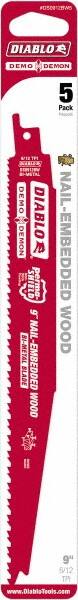 Freud - 9" Long x 1" Thick, Bi-Metal Reciprocating Saw Blade - Tapered Profile, 6 to 12 TPI, Toothed Edge, Universal Shank - Exact Tooling