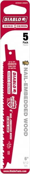 Freud - 6" Long x 1" Thick, Bi-Metal Reciprocating Saw Blade - Tapered Profile, 6 to 12 TPI, Toothed Edge, Universal Shank - Exact Tooling
