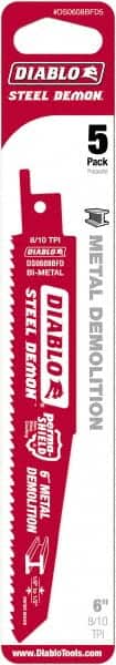 Freud - 6" Long x 0.87" Thick, Bi-Metal Reciprocating Saw Blade - Tapered Profile, 8 to 10 TPI, Toothed Edge, Universal Shank - Exact Tooling