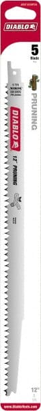 Freud - 12" Long x 3/4" Thick, Bi-Metal Reciprocating Saw Blade - Tapered Profile, 5 TPI, Toothed Edge, Universal Shank - Exact Tooling