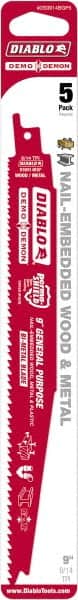 Freud - 9" Long x 0.98" Thick, Bi-Metal Reciprocating Saw Blade - Straight Profile, 8 to 14 TPI, Toothed Edge, Universal Shank - Exact Tooling