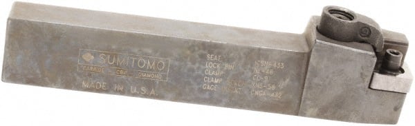 Sumitomo - MCRN, Left Hand Cut, 15° Lead Angle, 3/4" Shank Height x 3/4" Shank Width, Positive Rake Indexable Turning Toolholder - 4-1/2" OAL, CNMG 432 Insert Compatibility, Series Multi-Option - Exact Tooling