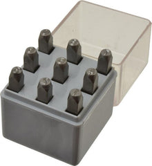 C.H. Hanson - 9 Piece, 3/16" Character Steel Stamp Set - Figures, Standard - Exact Tooling