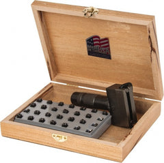C.H. Hanson - 51 Piece, 1/8 Inch Character, Steel Type Set - 15 Character Capacity, Letter Set A-Z, Number Set 0-9, Dash, 3 Blank Spacers, Ea of 1-9, A, E and Wood Box with Plastic Insert - Exact Tooling