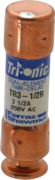 Ferraz Shawmut - 160 VDC, 250 VAC, 3.5 Amp, Time Delay General Purpose Fuse - Clip Mount, 50.8mm OAL, 20 at DC, 200 at AC kA Rating, 9/16" Diam - Exact Tooling
