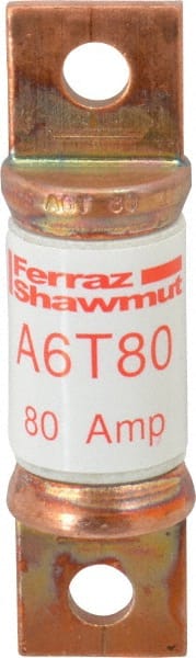 Ferraz Shawmut - 300 VDC & 600 VAC, 80 Amp, Fast-Acting General Purpose Fuse - Bolt-on Mount, 75mm OAL, 100 at DC, 200 at AC kA Rating, 13/16" Diam - Exact Tooling
