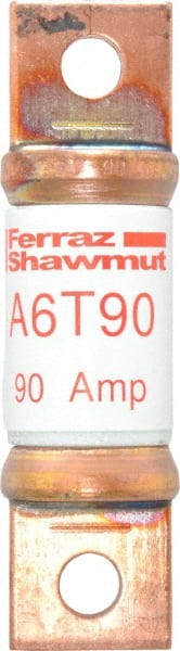 Ferraz Shawmut - 300 VDC & 600 VAC, 90 Amp, Fast-Acting General Purpose Fuse - Bolt-on Mount, 75mm OAL, 100 at DC, 200 at AC kA Rating, 13/16" Diam - Exact Tooling