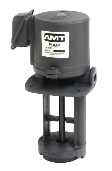 American Machine & Tool - 0.8/0.4 Amp, 230/460 Volt, 1/4 hp, 3 Phase, 3,450 RPM, Cast Iron Immersion Machine Tool & Recirculating Pump - Exact Tooling