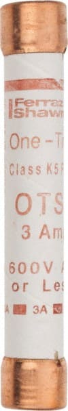 Ferraz Shawmut - 300 VDC, 600 VAC, 3 Amp, Fast-Acting General Purpose Fuse - Clip Mount, 127mm OAL, 20 at DC, 50 at AC kA Rating, 13/16" Diam - Exact Tooling