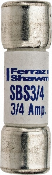 Ferraz Shawmut - 600 VAC, 0.75 Amp, Fast-Acting Ferrule Fuse - Clip Mount, 1-3/8" OAL, 100 at AC kA Rating, 13/32" Diam - Exact Tooling