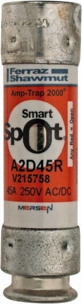 Ferraz Shawmut - 250 VAC/VDC, 45 Amp, Time Delay General Purpose Fuse - Clip Mount, 76mm OAL, 100 at DC, 200 at AC kA Rating, 13/16" Diam - Exact Tooling
