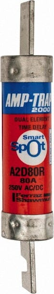 Ferraz Shawmut - 250 VAC/VDC, 80 Amp, Time Delay General Purpose Fuse - Clip Mount, 5-7/8" OAL, 100 at DC, 200 at AC kA Rating, 1-1/16" Diam - Exact Tooling