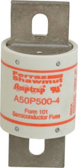 Ferraz Shawmut - 450 VDC, 500 VAC, 500 Amp, Fast-Acting Semiconductor/High Speed Fuse - Bolt-on Mount, 4-15/32" OAL, 100 at AC, 79 at DC kA Rating, 2" Diam - Exact Tooling