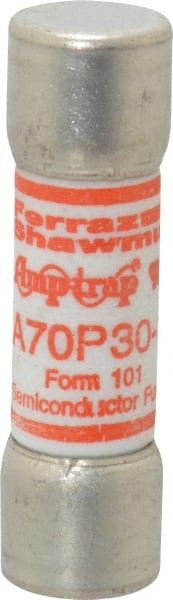 Ferraz Shawmut - 650 VDC, 700 VAC, 30 Amp, Fast-Acting Semiconductor/High Speed Fuse - Clip Mount, 50.8mm OAL, 100 at AC/DC kA Rating, 9/16" Diam - Exact Tooling