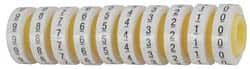 3M - 8' Long x 0.215" Wide, Polyester Film, Preprinted Tape Refills - White Background, Self Adhesive, Characters 0 to 9 - Exact Tooling