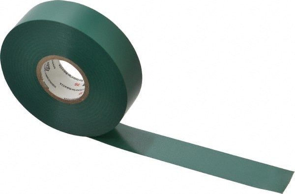 3M - 3/4" x 66', Green Vinyl Electrical Tape - Series 35, 7 mil Thick, 1,250 V/mil Dielectric Strength, 17 Lb./Inch Tensile Strength - Exact Tooling