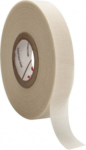 3M - 1/2" x 66', White Glass Cloth Electrical Tape - Series 69, 7 mil Thick, 180 Lb./Inch Tensile Strength - Exact Tooling