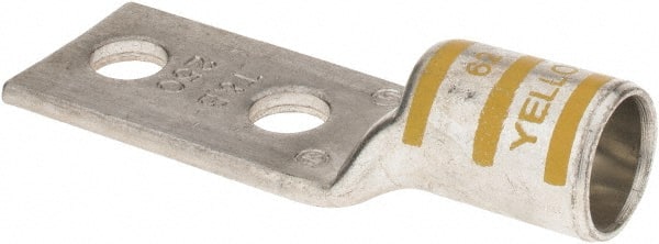 Thomas & Betts - 250 kcmil Wire Noninsulated Crimp Connection Rectangle Ring Terminal - 3/8" Stud, 3.28" OAL x 1.13" Wide, Tin Plated Copper Contact - Exact Tooling