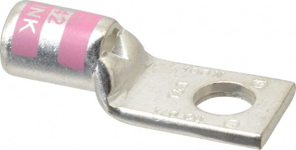 Thomas & Betts - 1/0 AWG Noninsulated Compression Connection Square Ring Terminal - 3/8" Stud, 1.88" OAL x 3/4" Wide, Tin Plated Copper Contact - Exact Tooling